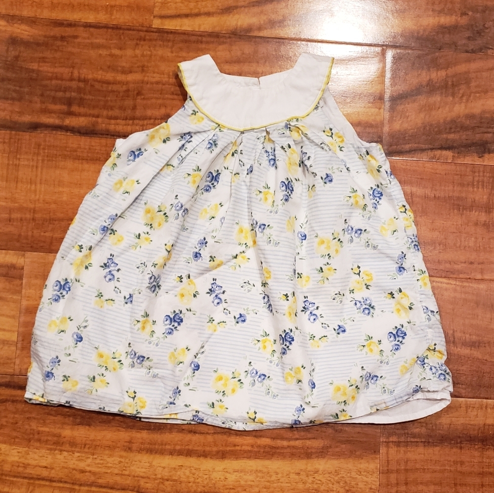 Janie and Jack EUC 18-24 months yellow and blue floral print striped dress
